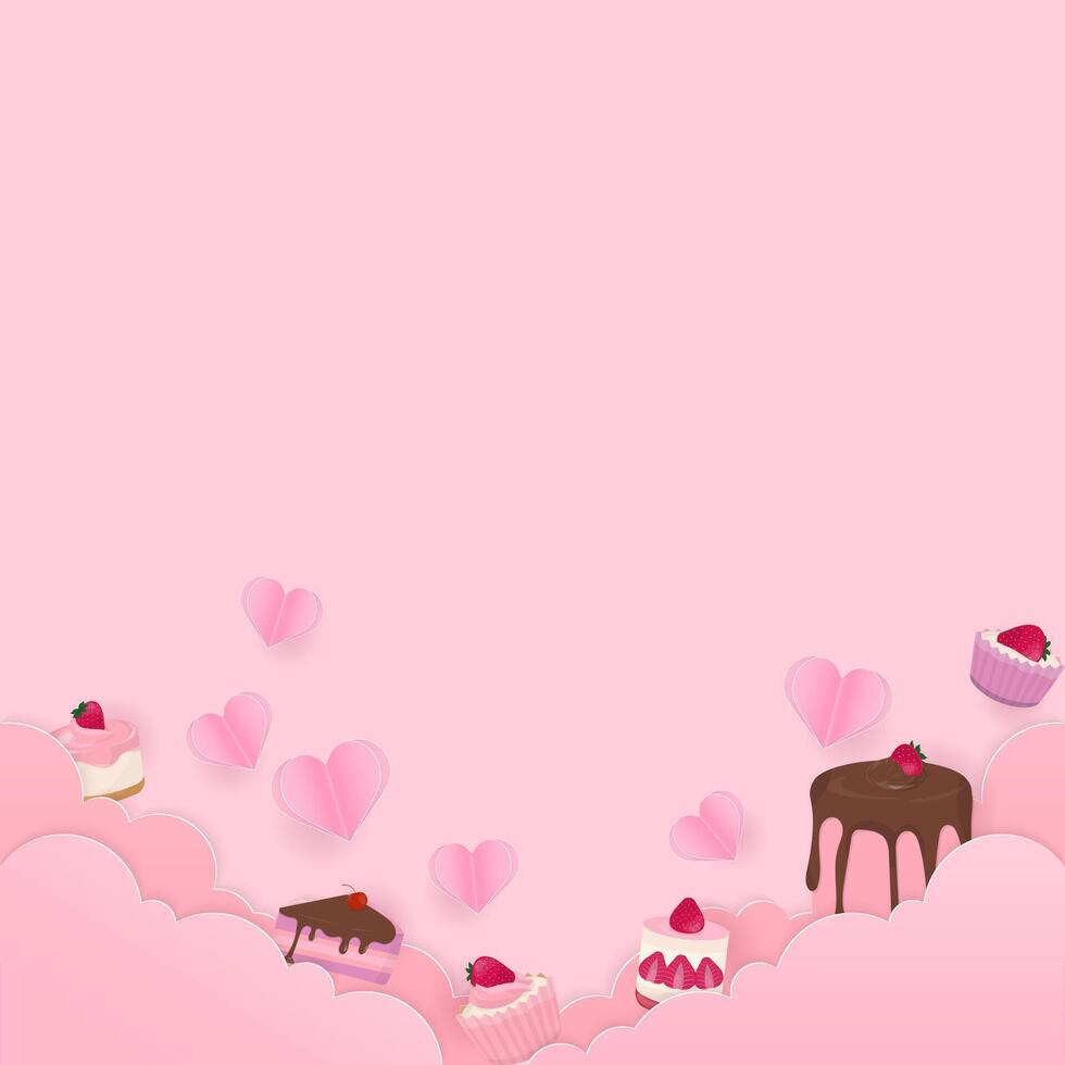 Cake and cloud with heart background vector