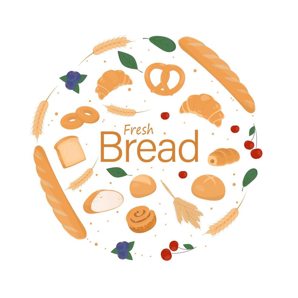 Bakery bread products banner with text vector
