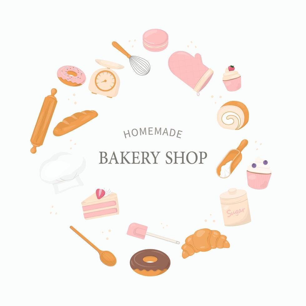 Bakery and baking banner with text homemade bakery shop vector