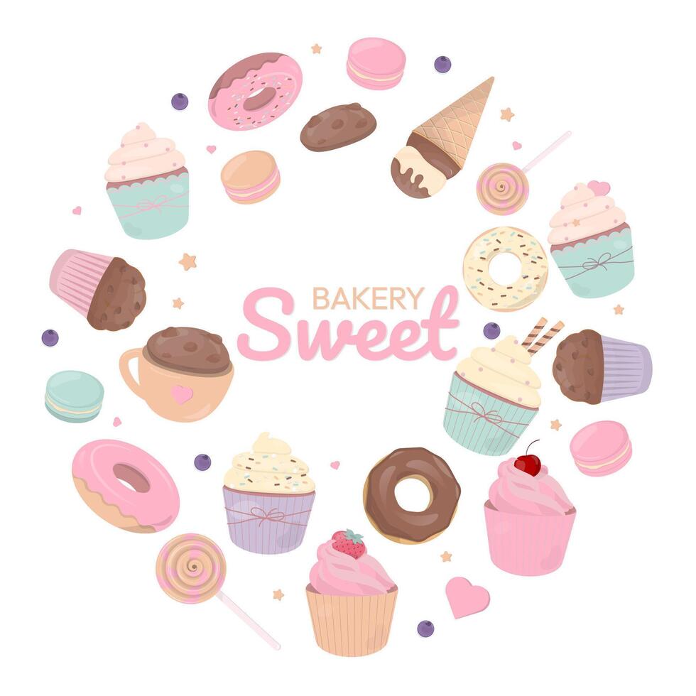 dulce panadería antecedentes con pastel postre vector