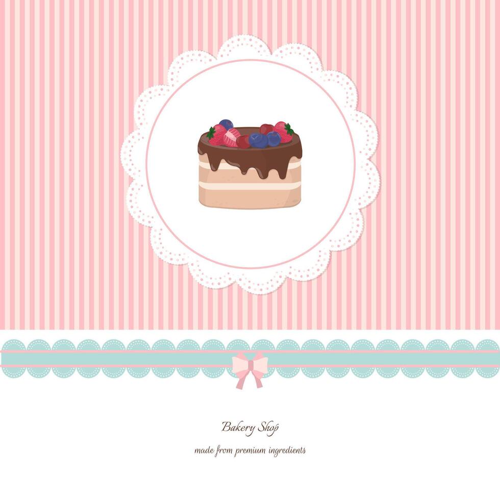 Cute template with cake logo in pastel color background vector