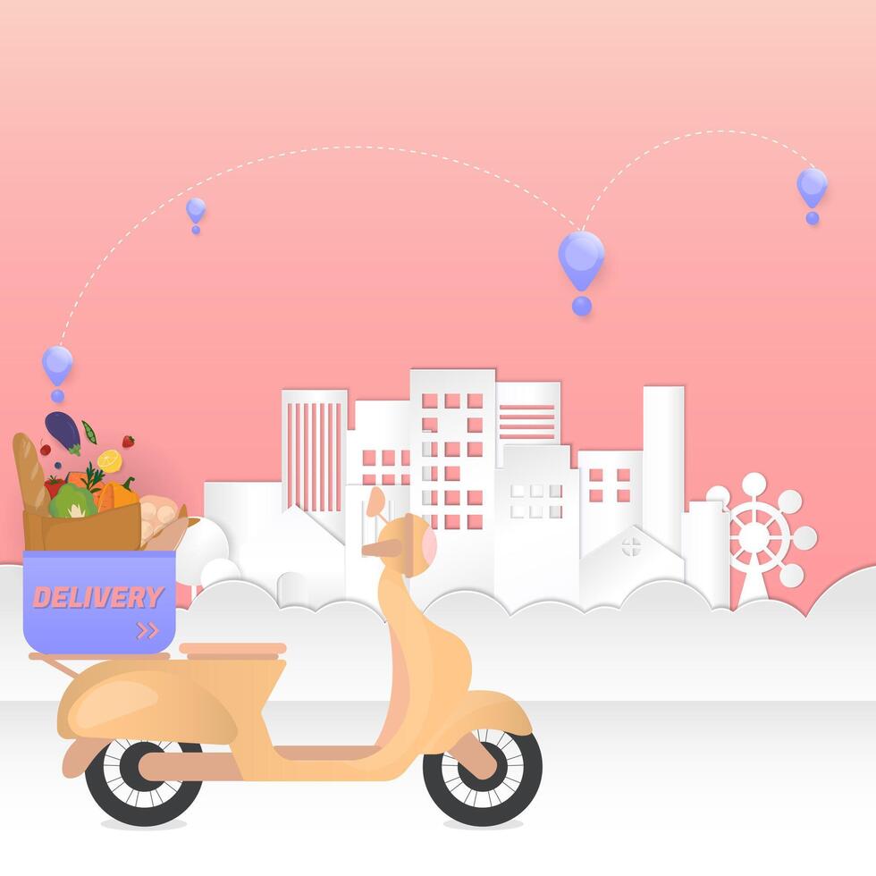 Motorcycle with food delivery concept vector
