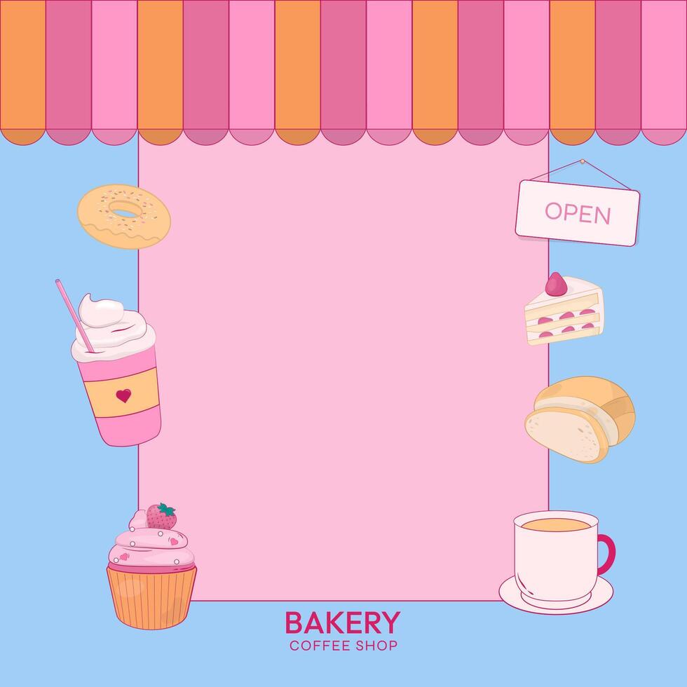Dessert and coffee store bakery background vector