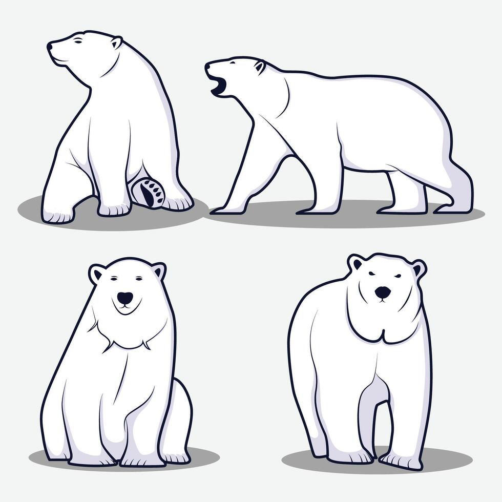 Polar bear icon sheet vector