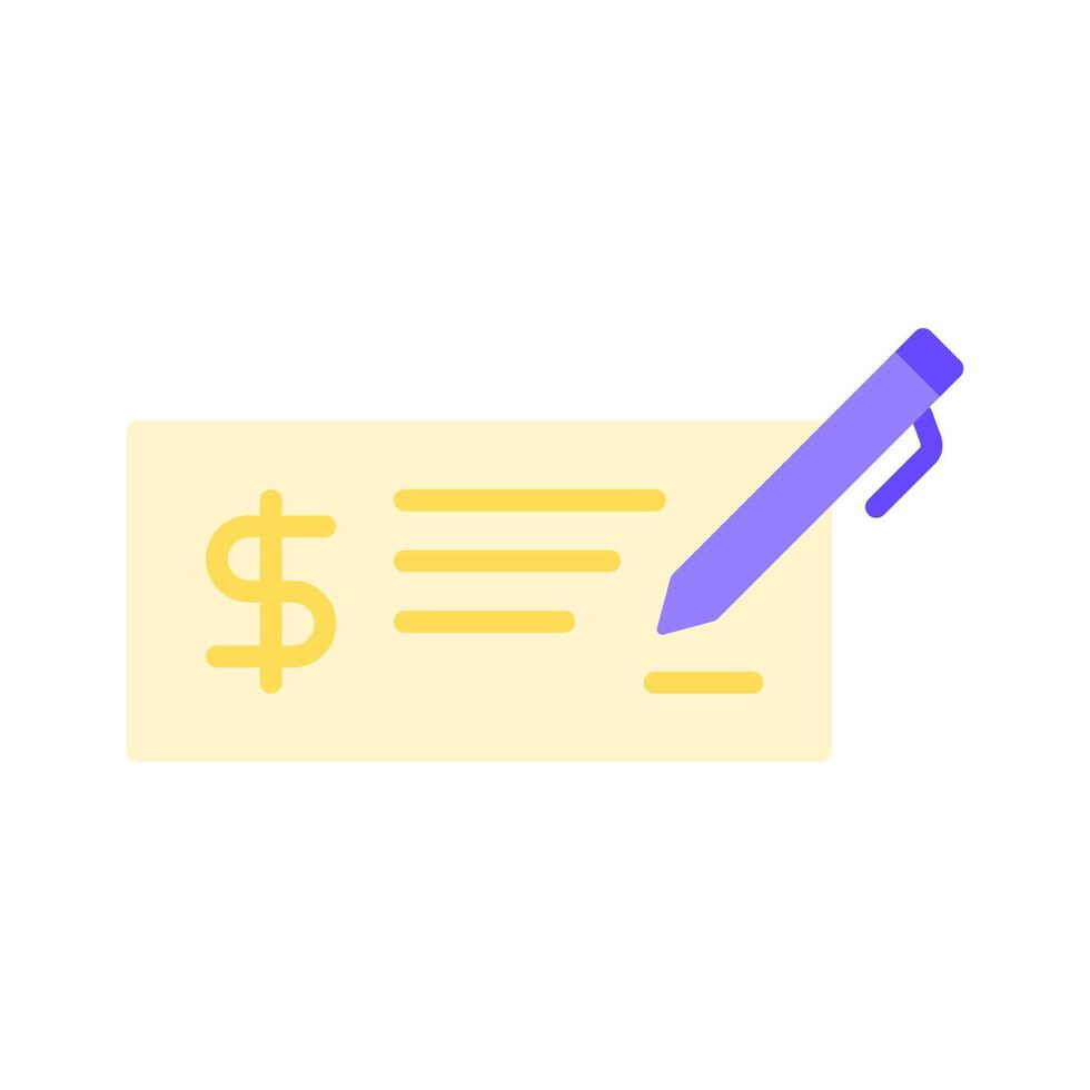 Cheque instrument, Money check with United States Dollar symbol icon in flat style design isolated on white background. vector