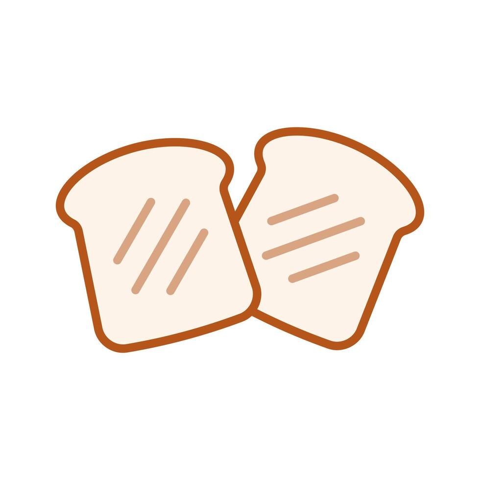 Toast bread, sliced bread icon in flat style design isolated on white background. vector