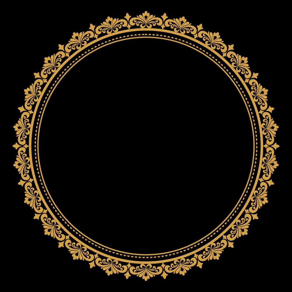 lujo oro circulo florecer marco con barroco estilo detalles, Clásico dorado circular redondo, Perfecto para Boda invitaciones y Clásico tarjeta diseño, floral flor elementos, vector ilustración