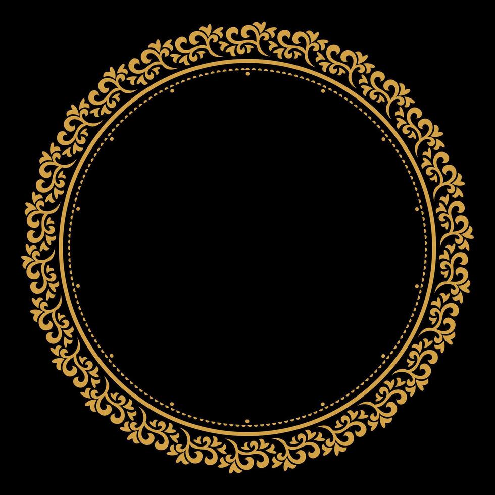 lujo oro circulo florecer marco con barroco estilo detalles, Clásico dorado circular redondo, Perfecto para Boda invitaciones y Clásico tarjeta diseño, floral flor elementos, vector ilustración