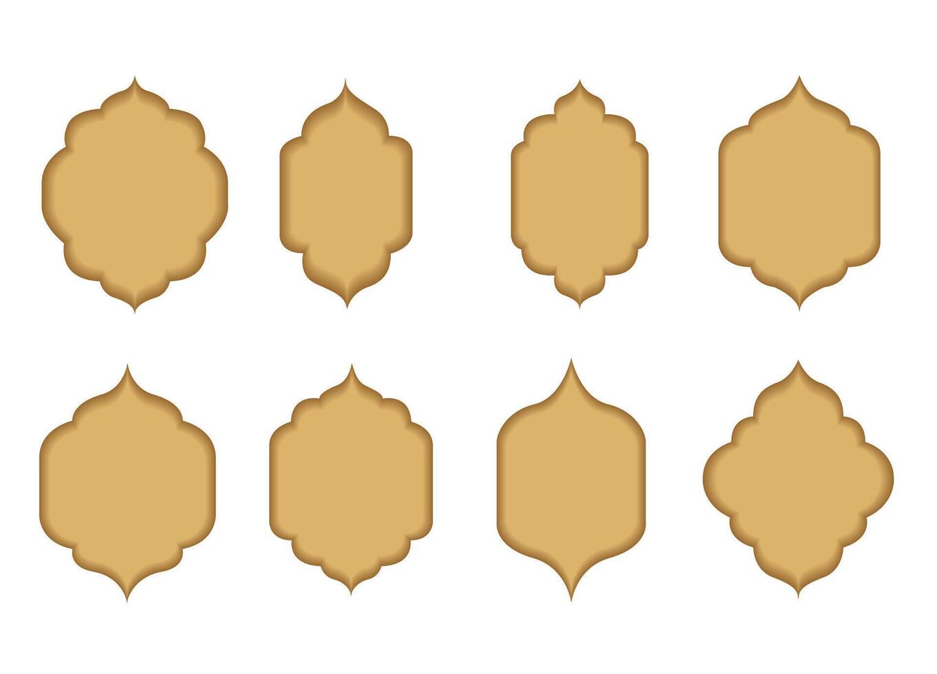 Set of golden gradient Arabic frame with copy space for greeting. Excellent for Islamic Ramadan Kareem, Eid Mubarak. vector