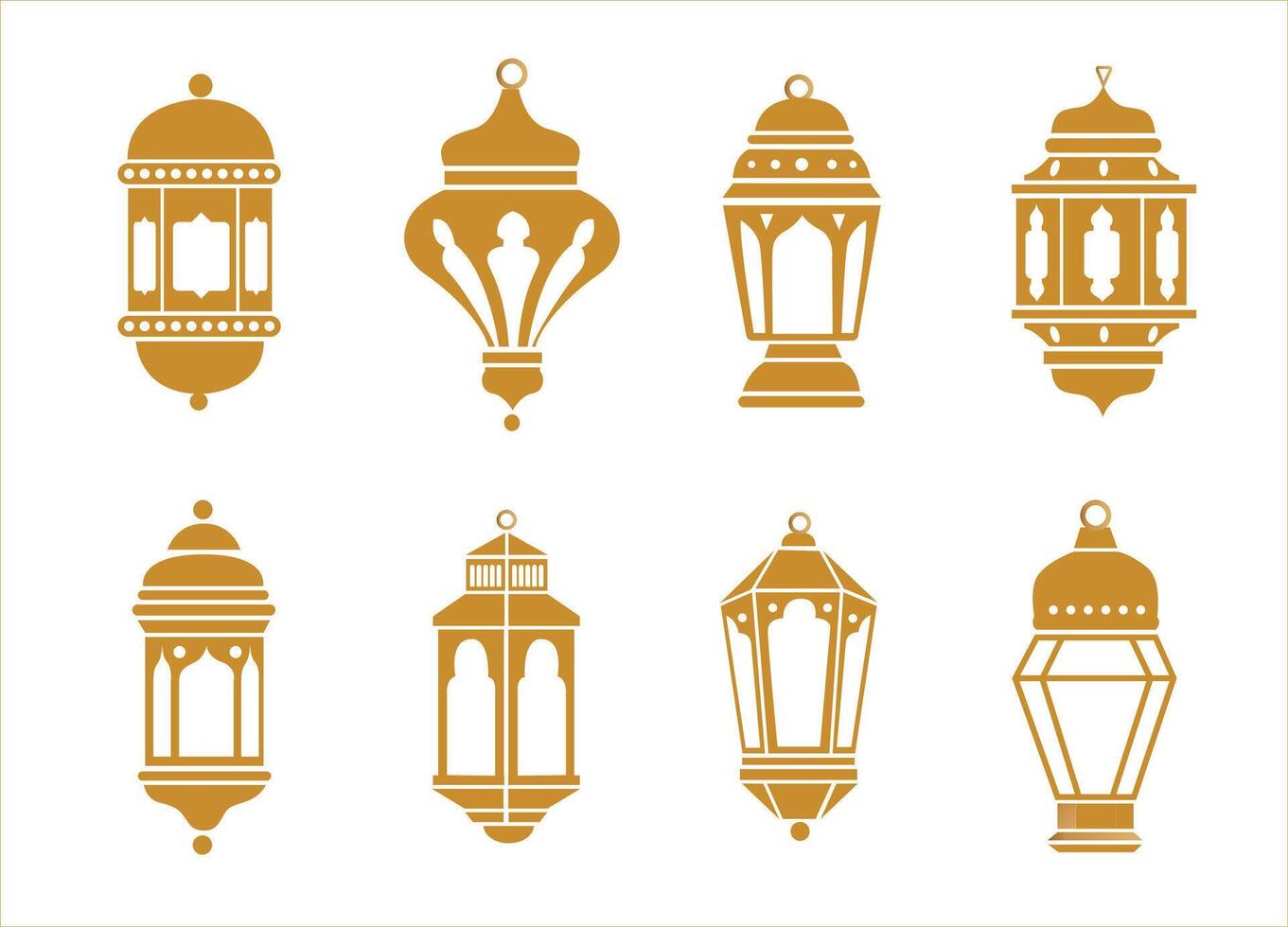 Set of islamic lantern gold vector illustration