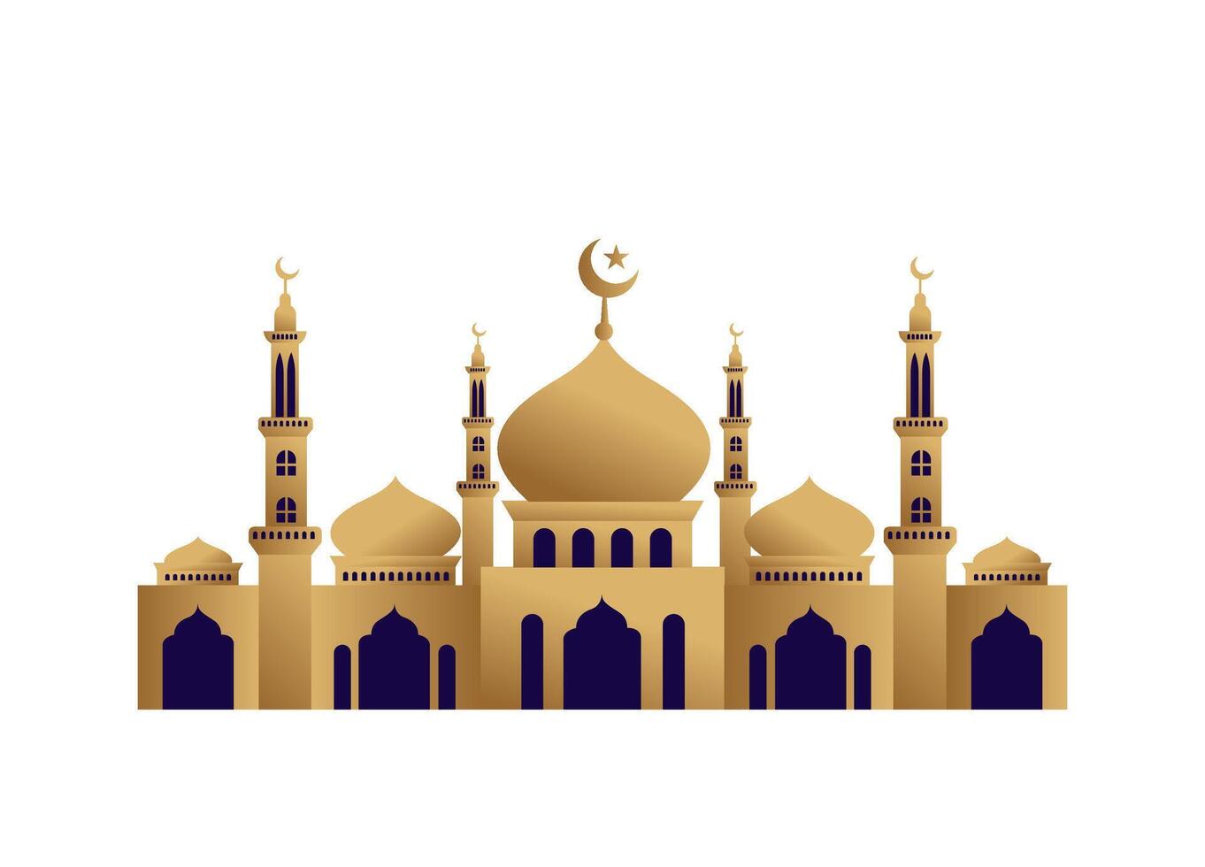 Mosque with gold gradient color vector Illustration design with isolated background