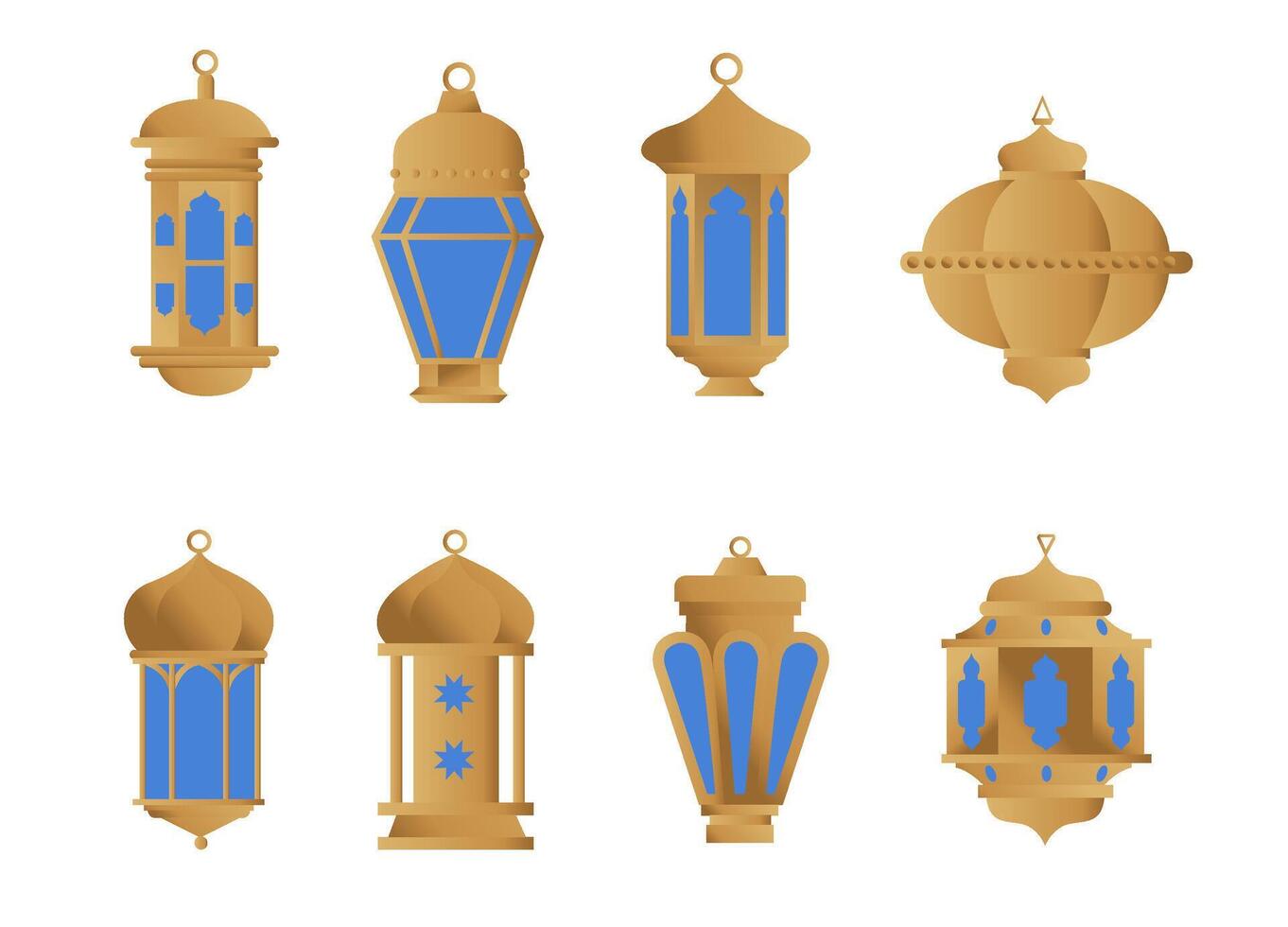 Set of golden arabic lamp vector illustration