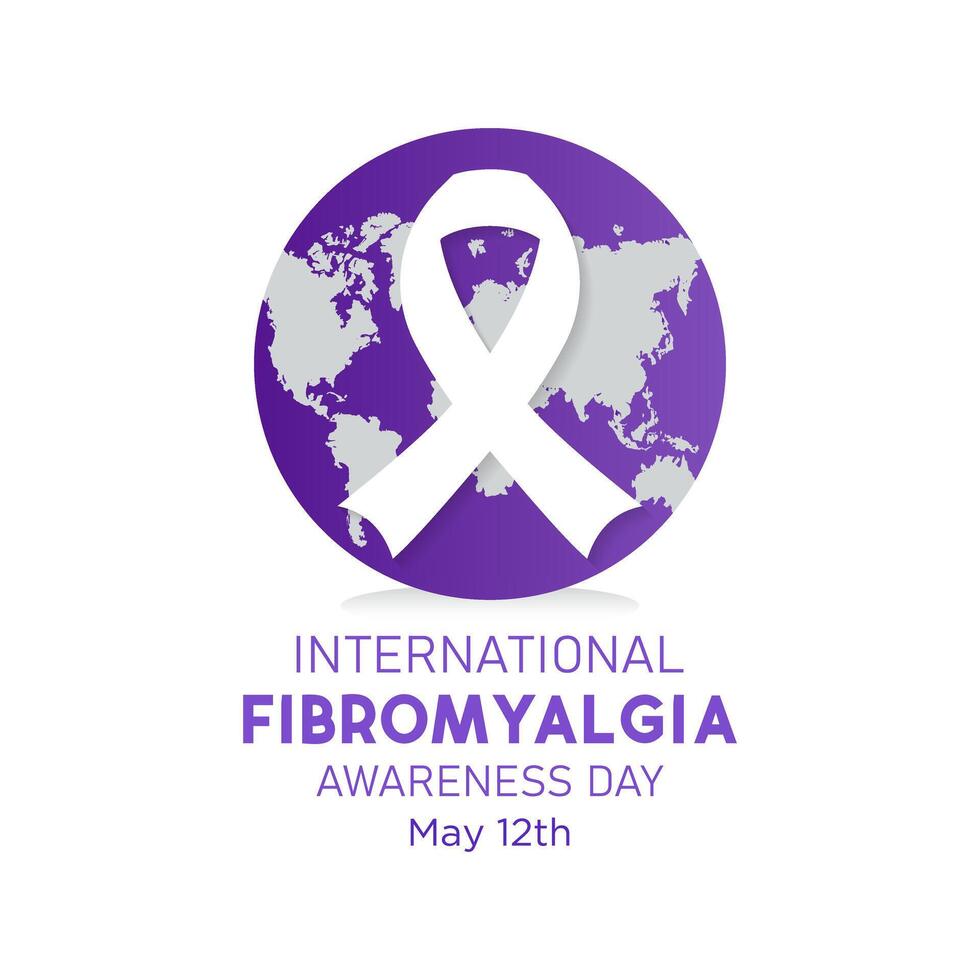 internacional fibromialgia conciencia día, mayo 12 vector ilustración en el tema de mundo fibromialgia y crónico fatiga síndrome conciencia día bandera diseño.