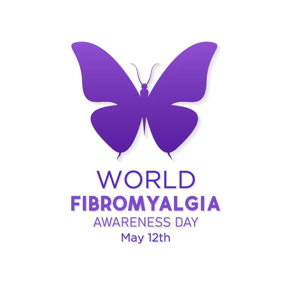 internacional fibromialgia conciencia día, mayo 12 vector ilustración en el tema de mundo fibromialgia y crónico fatiga síndrome conciencia día bandera diseño.