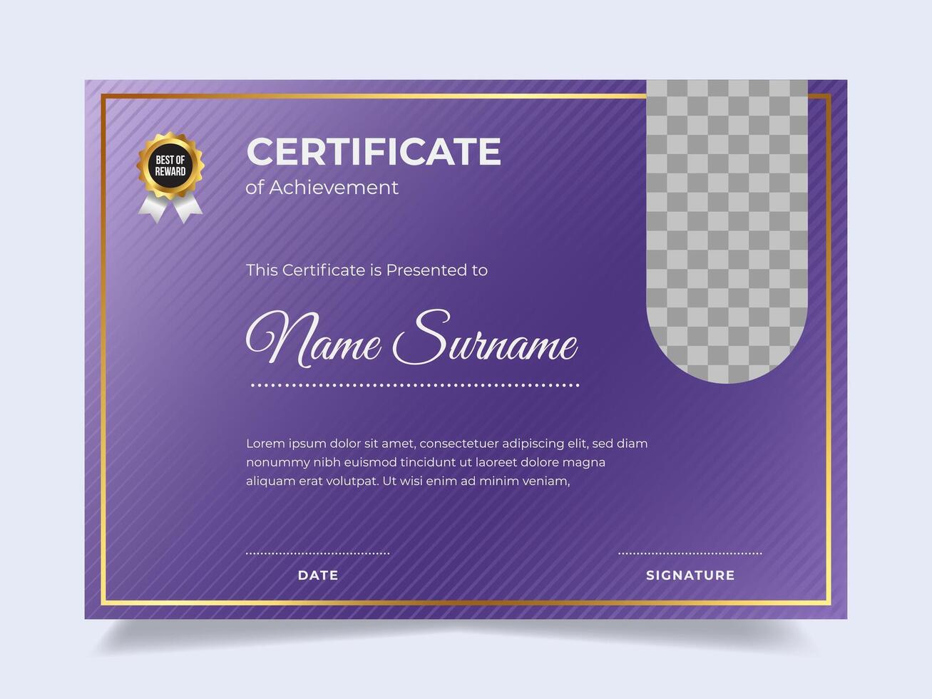 Modern purple gradient certificate design template. Suitable for employee appreciation to the company vector