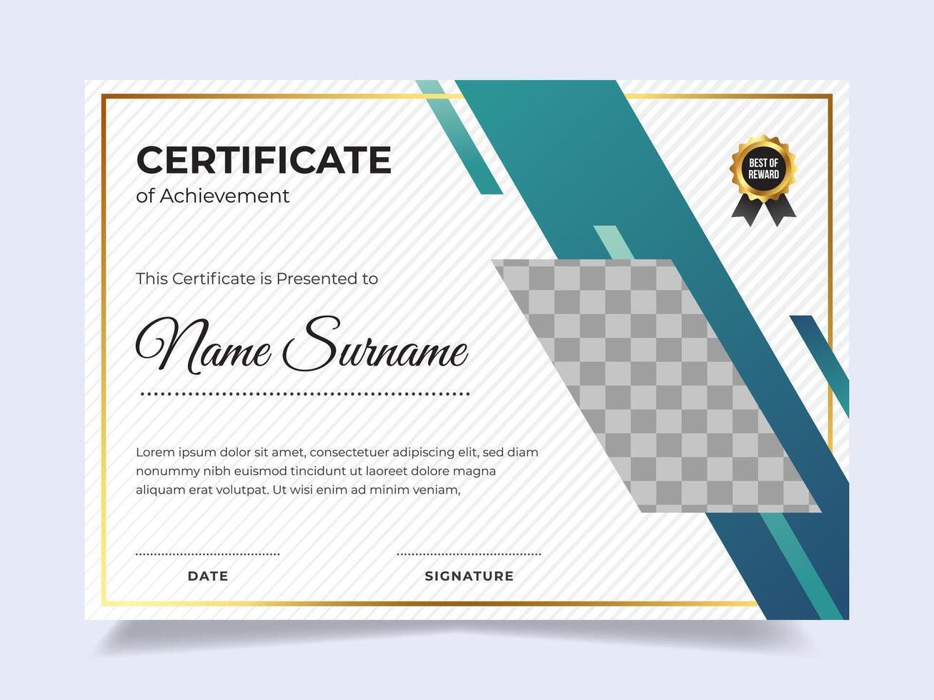 Modern gradient with photo certificate design template. Suitable for employee appreciation to the company vector