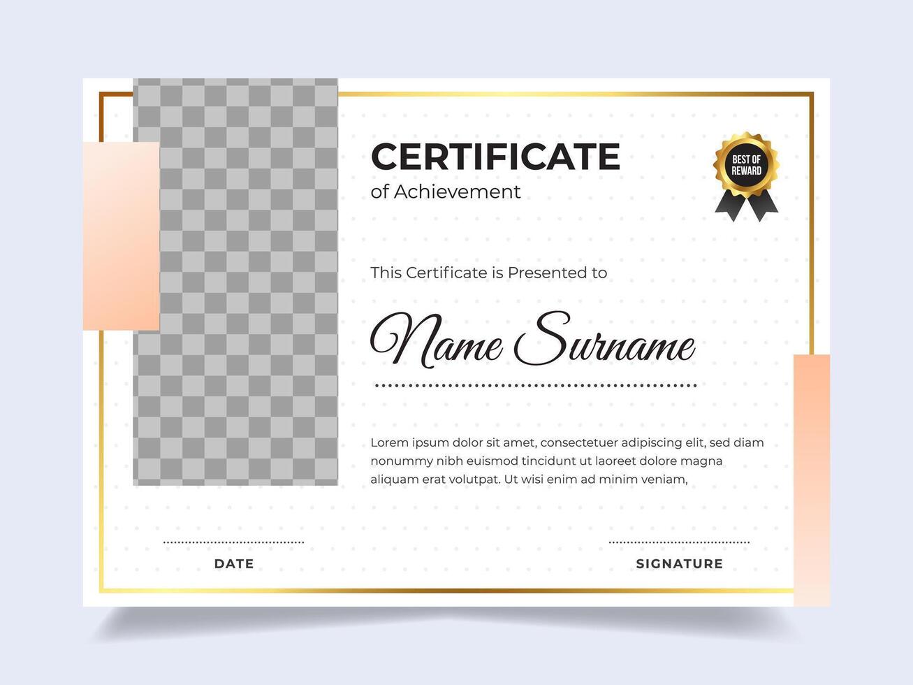 Modern gradient with photo certificate design template. Suitable for employee appreciation to the company vector