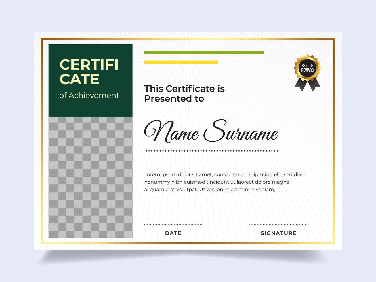 Modern green with photo certificate design template. Suitable for employee appreciation to the company vector