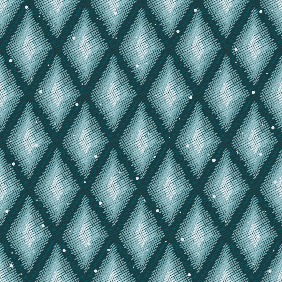 Seamless winter Ikat ethnic pattern. Abstract textured background vector
