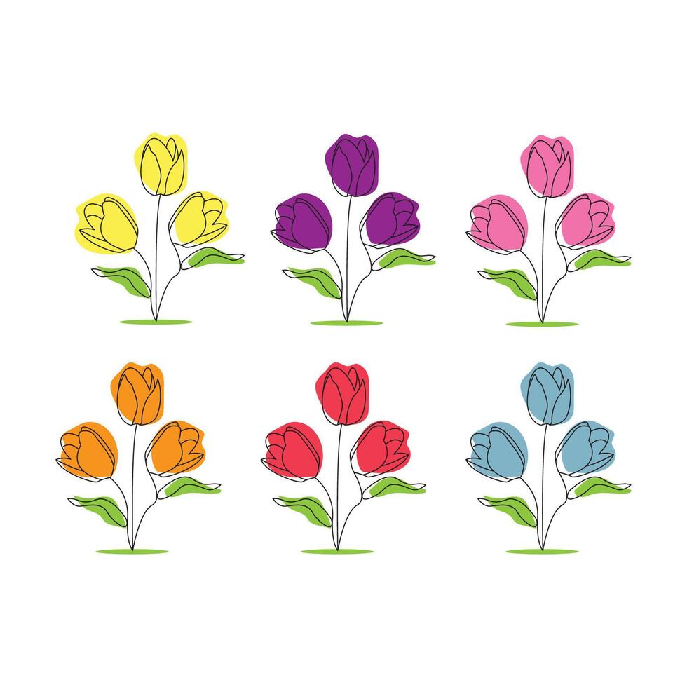 minimalista tulipanes conjunto vector