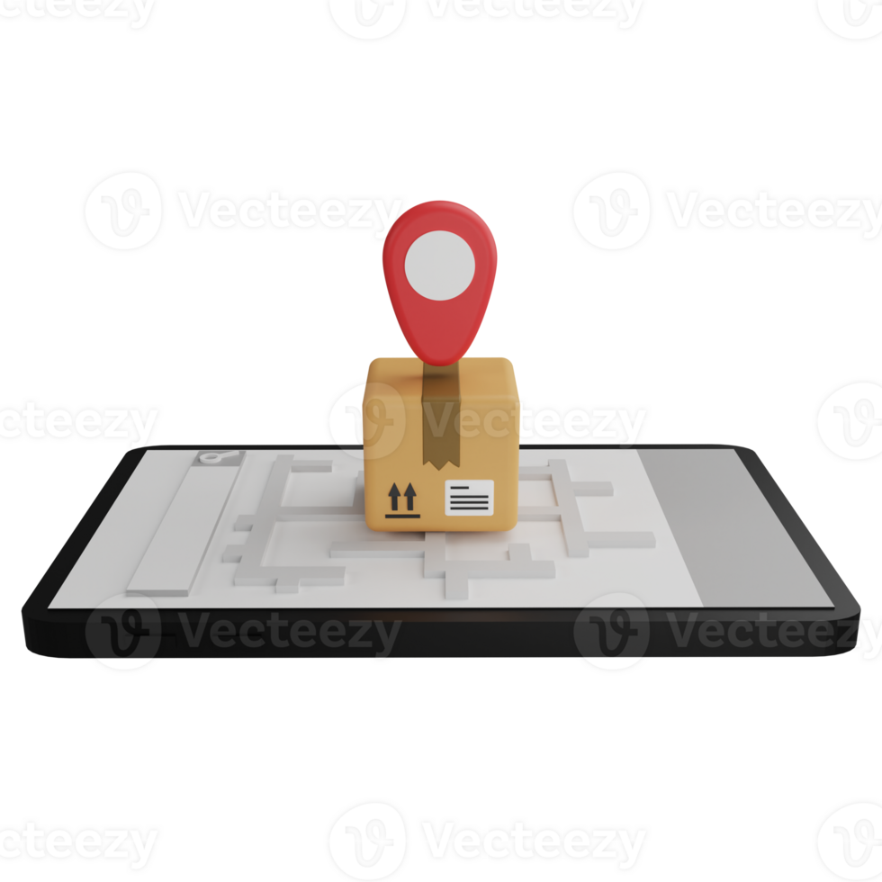 Delivery by GPS phone clipart flat design icon isolated on transparent background, 3D render logistic and delivery concept png