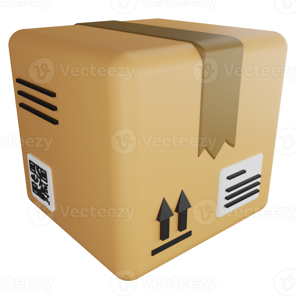 Parcel box clipart flat design icon isolated on transparent background, 3D render logistic and delivery concept png