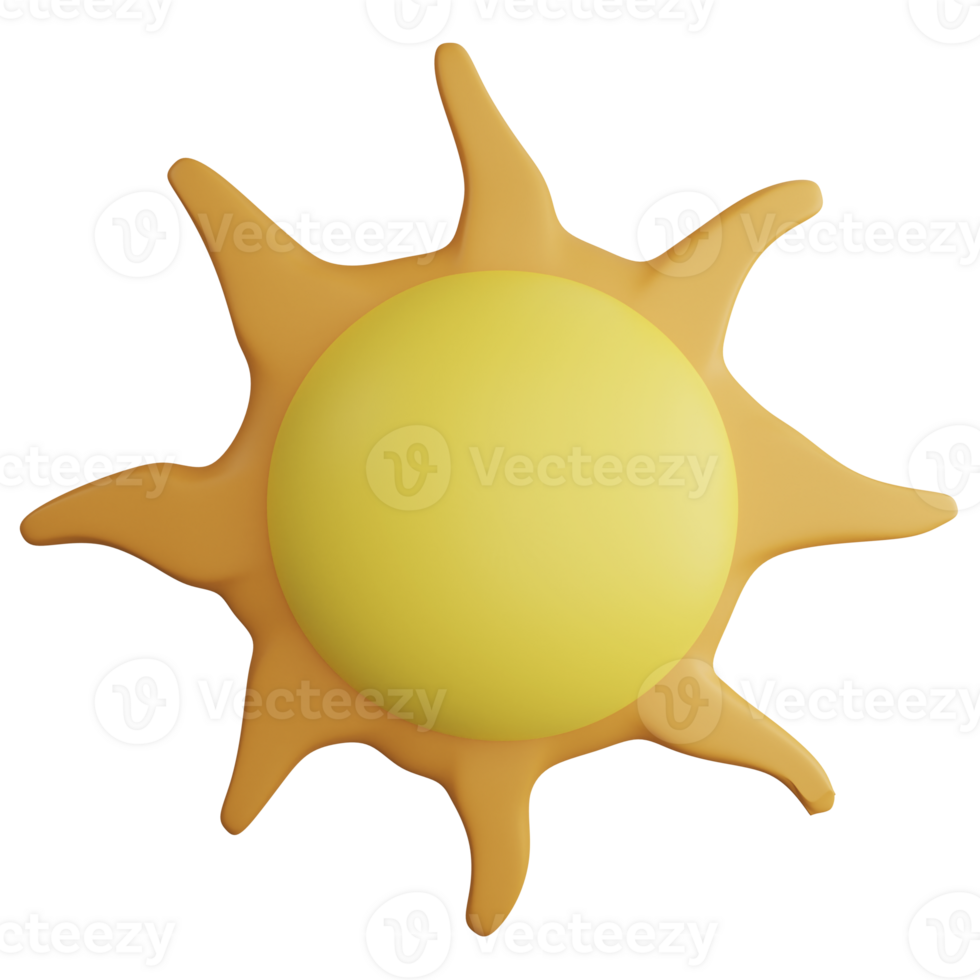 Sun clipart flat design icon isolated on transparent background, 3D render astronomy and space concept png