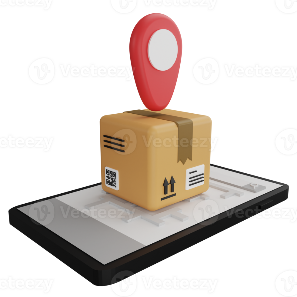 Delivery by GPS phone clipart flat design icon isolated on transparent background, 3D render logistic and delivery concept png