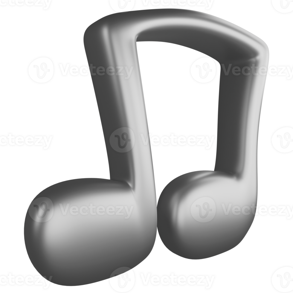 twee achtste aantekeningen kant visie metalen zilver clip art vlak ontwerp icoon geïsoleerd Aan transparant achtergrond, 3d geven vermaak en muziek- concept png