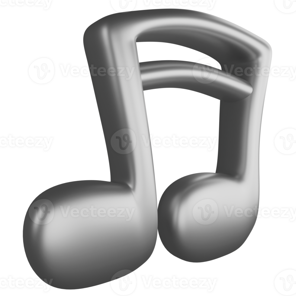 twee zestiende aantekeningen kant visie metalen zilver clip art vlak ontwerp icoon geïsoleerd Aan transparant achtergrond, 3d geven vermaak en muziek- concept png
