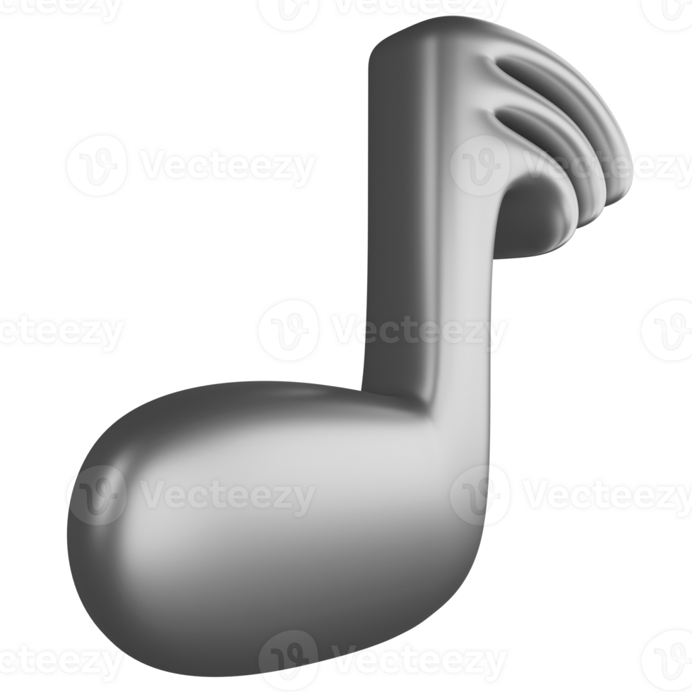 demisemiquaver ou 30 seconde Remarque côté vue métallique argent clipart plat conception icône isolé sur transparent arrière-plan, 3d rendre divertissement et la musique concept png