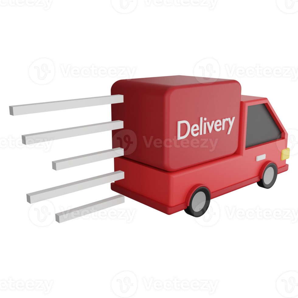 Fast delivery clipart flat design icon isolated on transparent background, 3D render logistic and delivery concept png