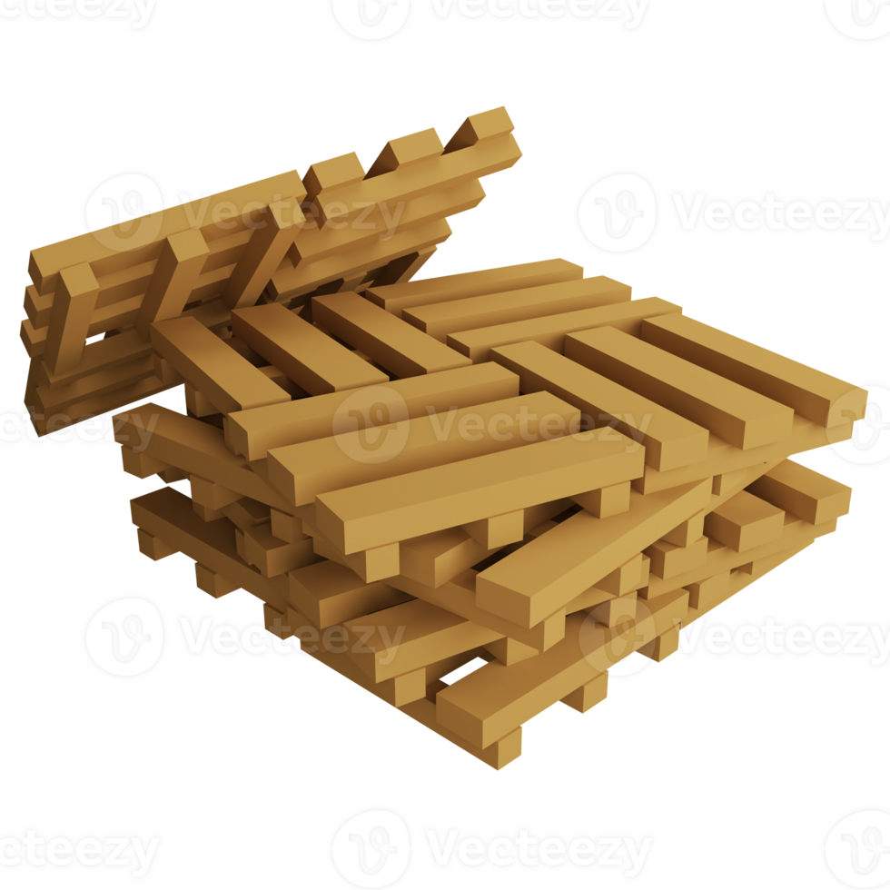Stack of pallets clipart flat design icon isolated on transparent background, 3D render logistic and delivery concept png