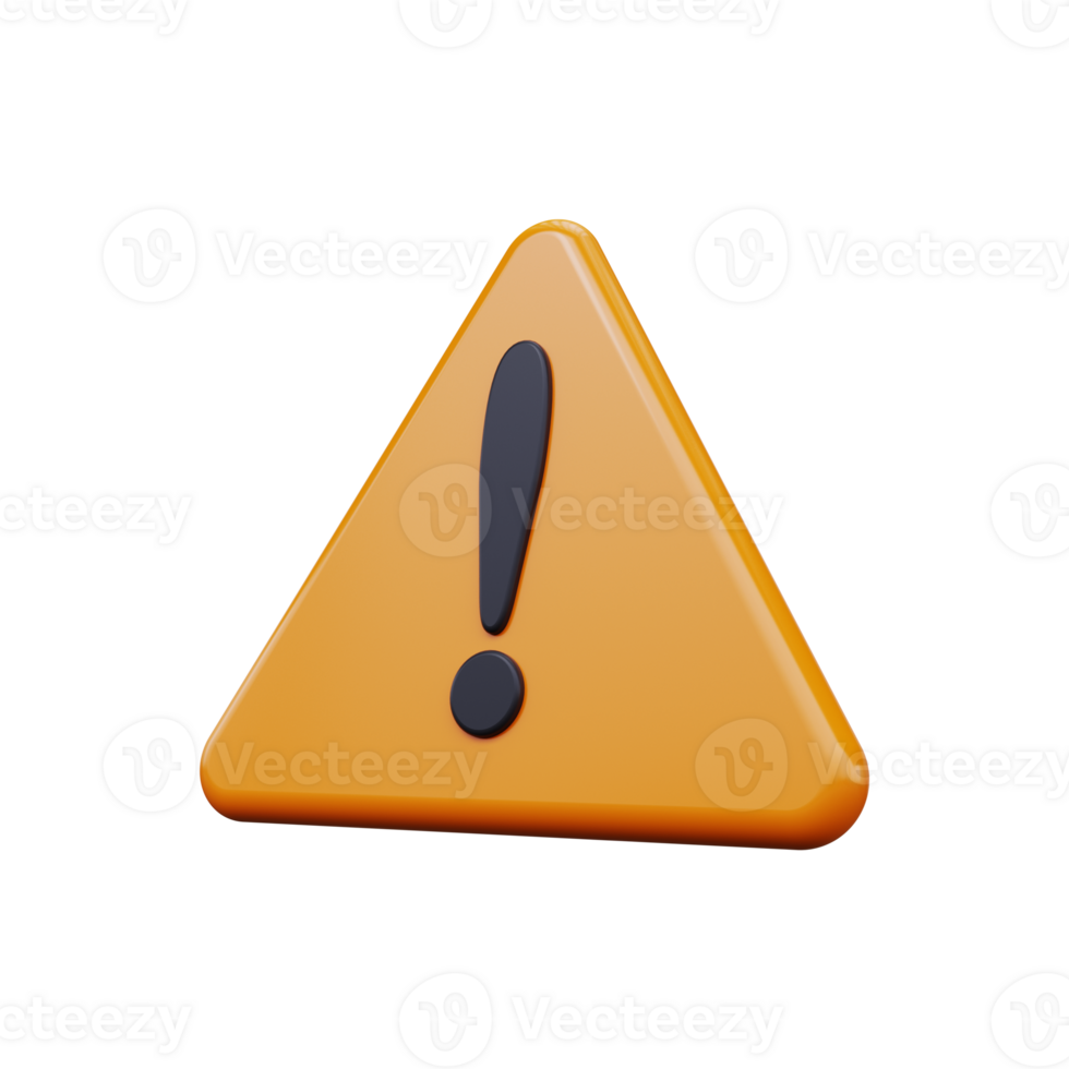 3d yellow warning sign. png