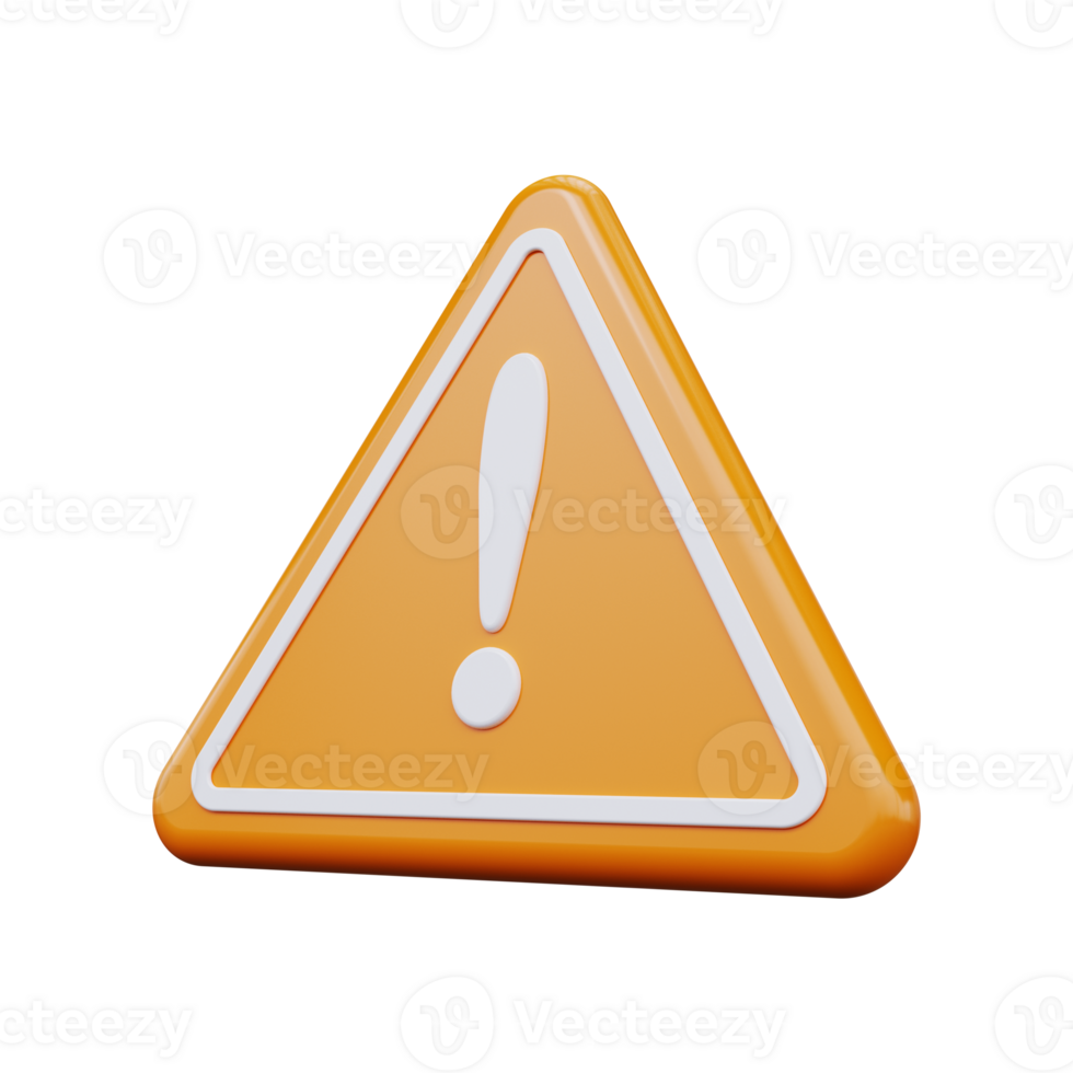 3d yellow warning sign. png