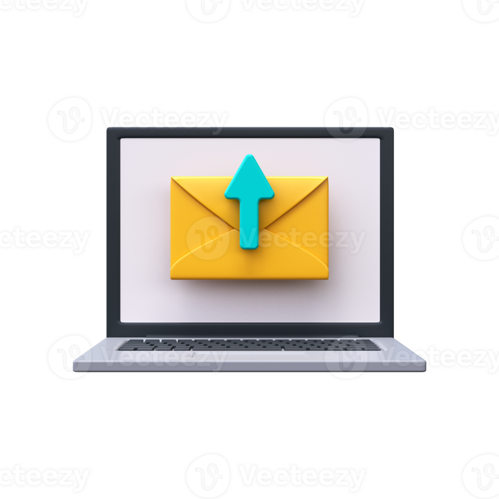 sturen e-mail icoon in 3d stijl. e-mail Aan laptop scherm png