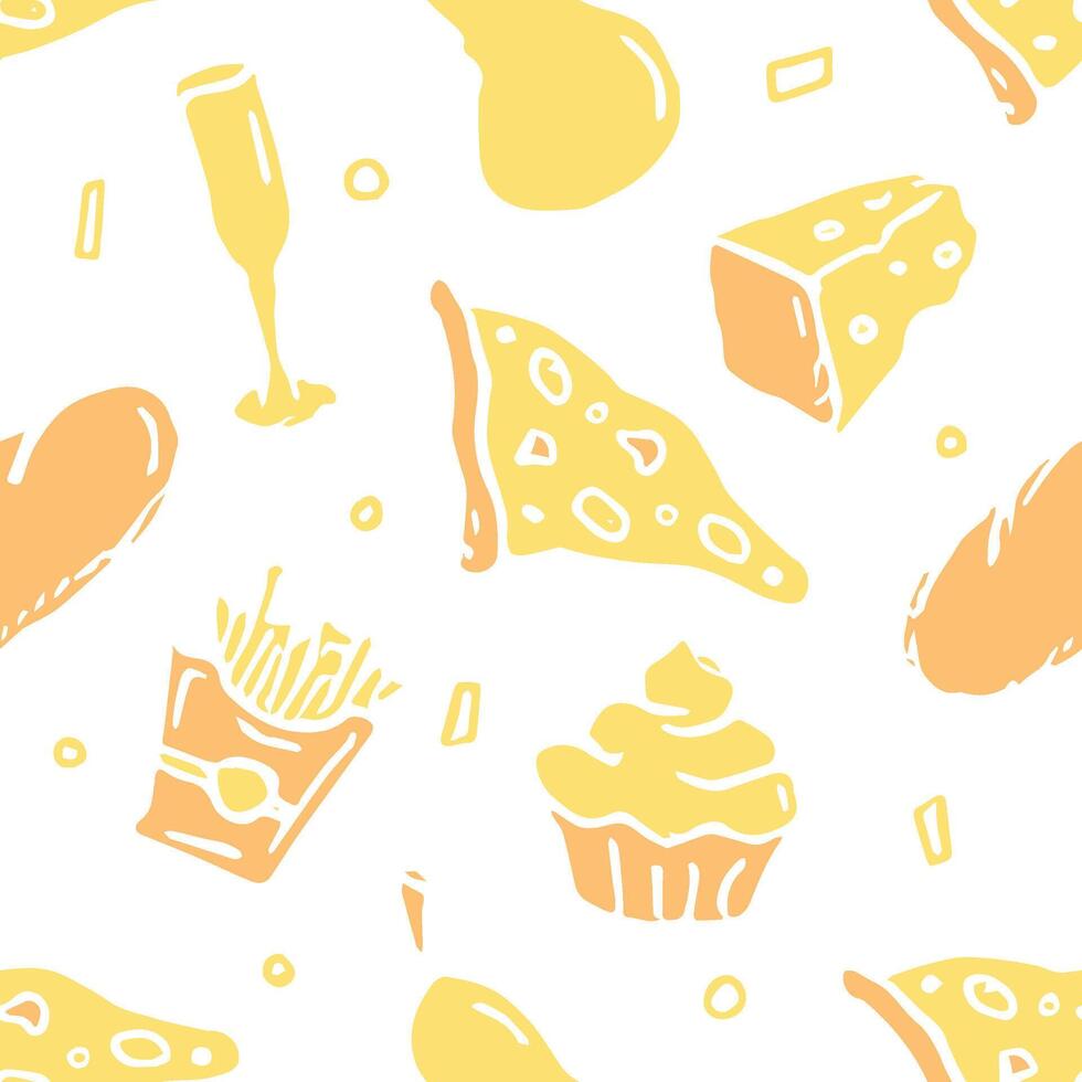 Seamless food pattern. Doodle food background vector