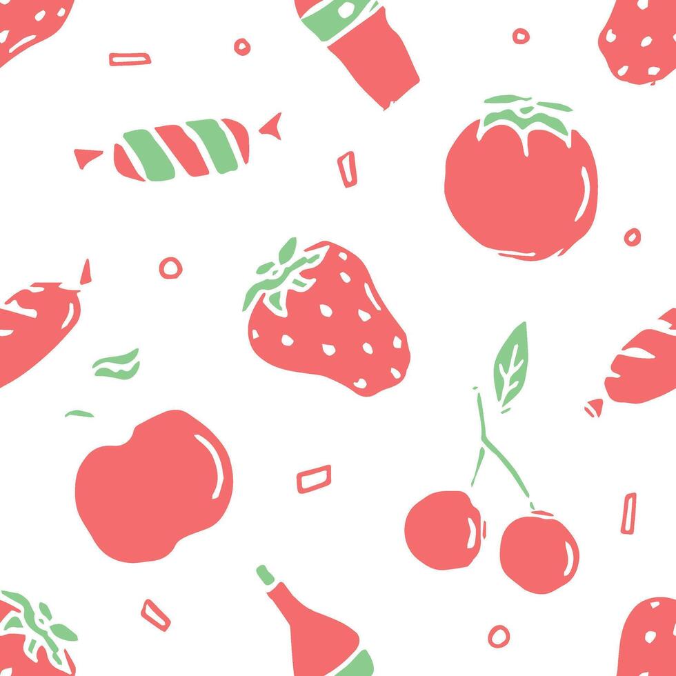 Seamless food pattern. Doodle food background vector