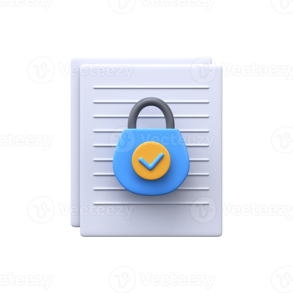 File security, 3d icon. Documents with lock icon png