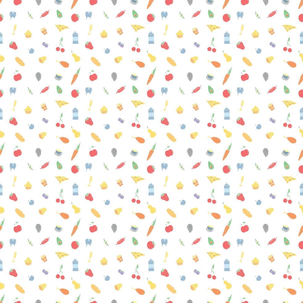 Seamless food pattern. Doodle food background vector