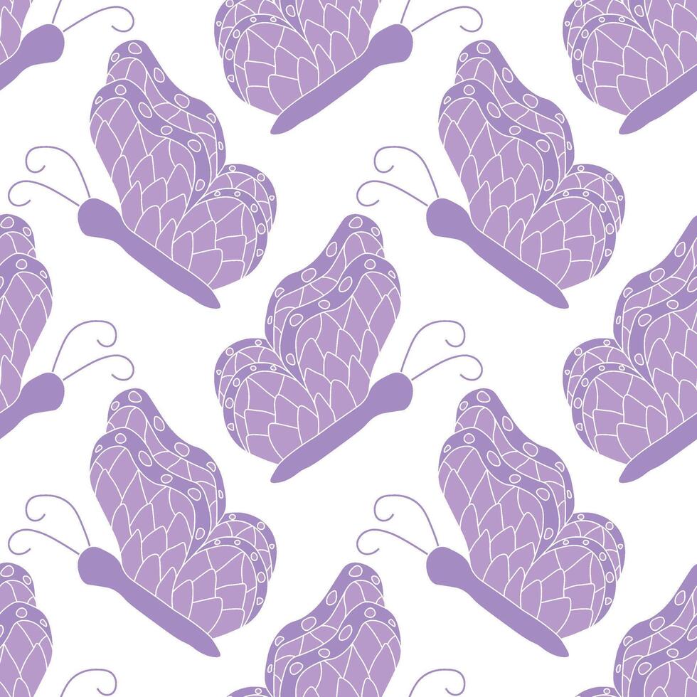 Seamless butterfly pattern. ornament with butterflies. drawn spring illustration vector