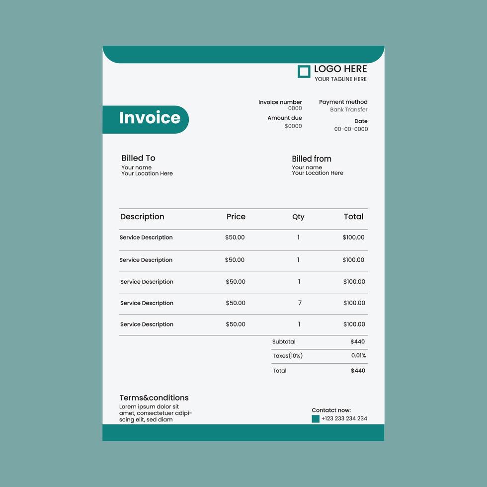 invoice template design vector