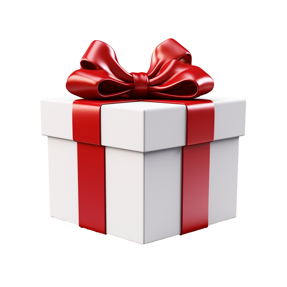 AI generated Gift box with a red ribbon bow png isolated on transparent background