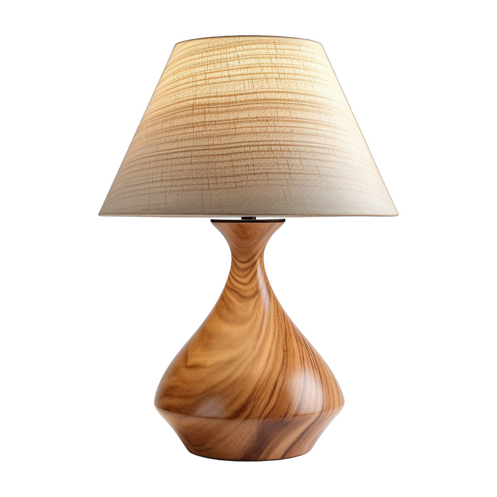 AI generated Wooden table lamp isolated on transparent background png