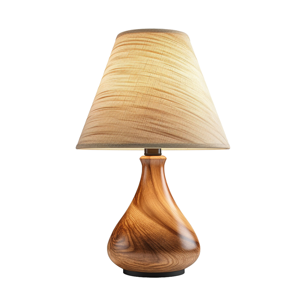 AI generated Wooden table lamp isolated on transparent background png