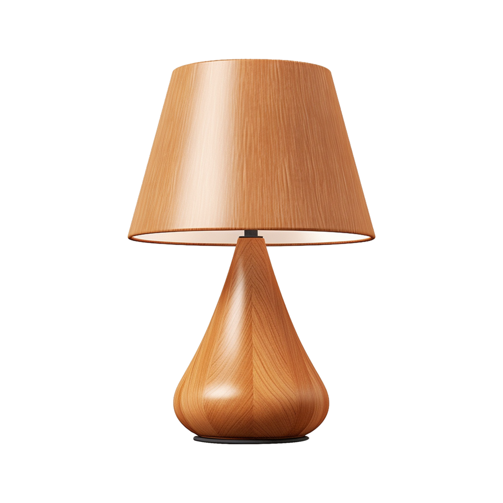 AI generated Wooden table lamp isolated on transparent background png