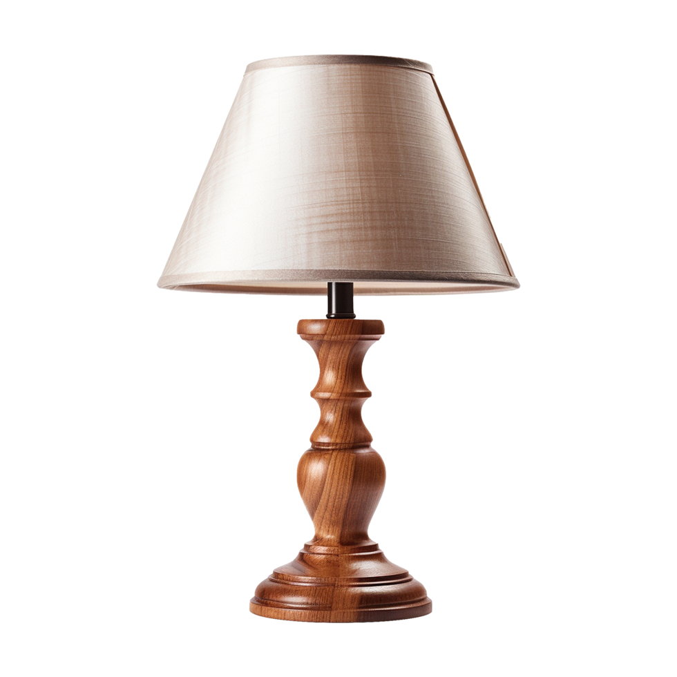 AI generated Wooden table lamp isolated on transparent background png