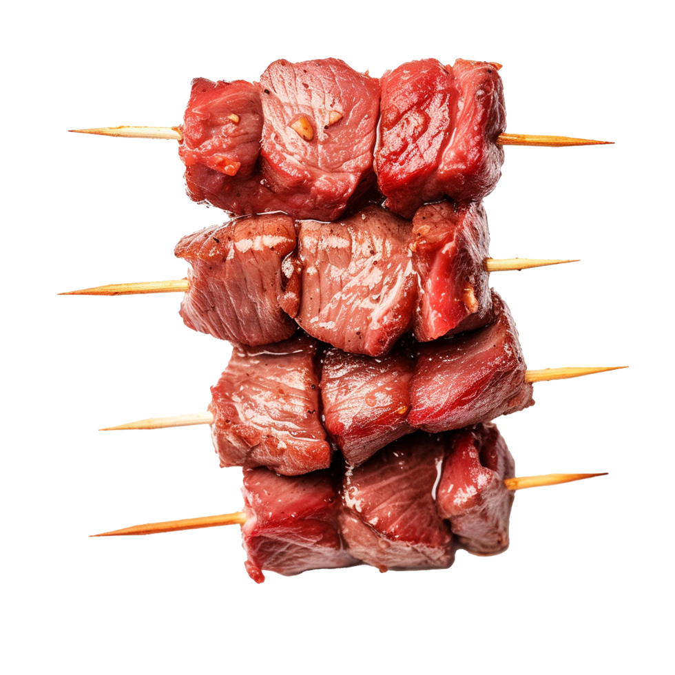 ai gegenereerd vlees Aan een houten vleespen PNG geïsoleerd Aan transparant achtergrond