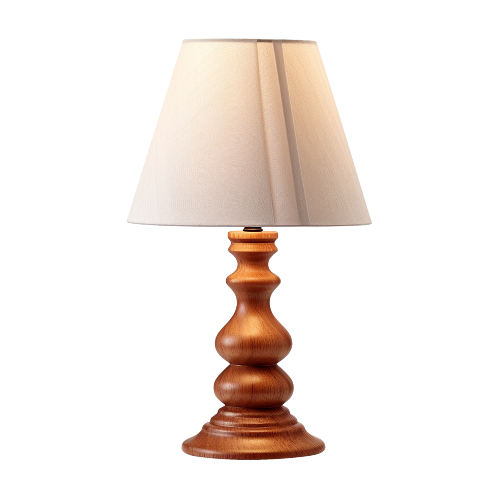 AI generated Wooden table lamp isolated on transparent background png