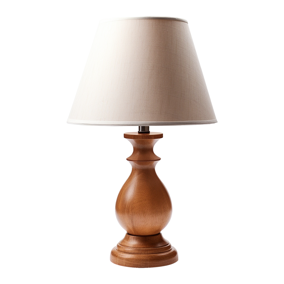 AI generated Wooden table lamp isolated on transparent background png
